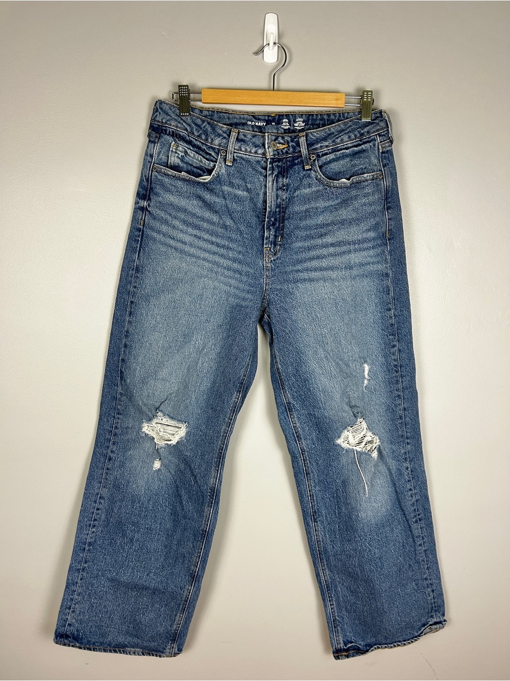 OLD NAVY Sky-Hi Wide Leg Jeans 10 Blue Distressed